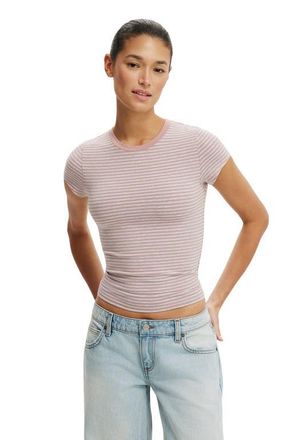 Cotton On Womens All Day Crew Tee in Madi Stripe Blush Cloud at Nordstrom, Size X-Small