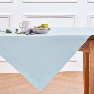 Solino Home Linen Table Throw 52 x 52 Inch for Dining Table, Holiday and Everyday Table Decor - Fete in Ice Water at Nordstrom, Size Medium