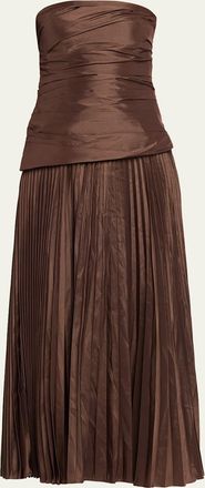 SIMKHAI Arie Strapless Pleated Maxi Dress