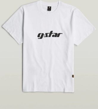 G-Star Mens Cursive Lettering Regular Fit T-Shirt - White - Size: 36