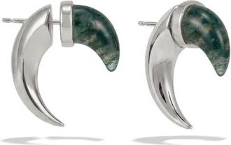 Awe Inspired x Jhen&eacute; Aiko Stone Saber-Tooth Front/Back Earrings in Sterling Silver at Nordstrom