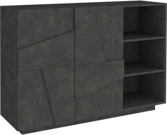 Dmora Credenza Acab, Buffet da soggiorno multifunzione, Madia da salotto a 2 ante, 100% Made in Italy, cm 121x38h86, Ardesia - Dmora