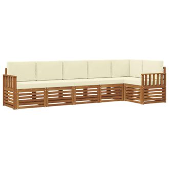 vidaXL Conjunto De Sof&aacute; Seccional Con Coj&iacute;n 6 Pcs Natural Y Crema Vidaxl