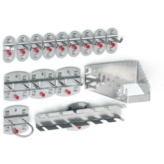 OEM Surtido De Portaherramientas, 15 Piezas, Recubierto De Ku. Para Placas Perforadas, 12 Ganchos Diferentes / 3 Ganchos Dobles