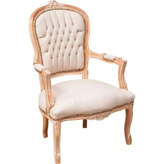 Biscottini International Biscottini - Wooden Kitchen Dining Chair 64x100x65cm Classic Bedroom and Living room Armchair Upholstered Chair with Armrests Wooden Chair