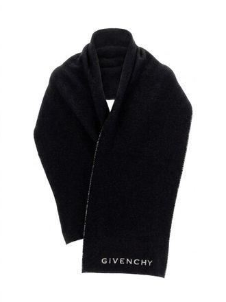 Givenchy Logo-Embroidered Wool Scarf - Black