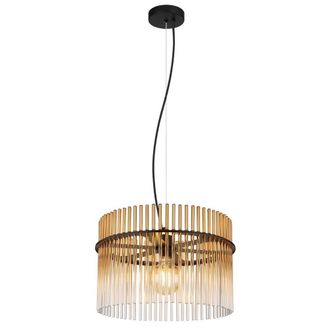 Netlighting Gorley Pendant Ceiling Light Matt Black Amber Glass Shade 1x E27