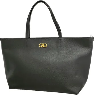 Ferragamo Black Leather Tote Bag (Pre-Owned)