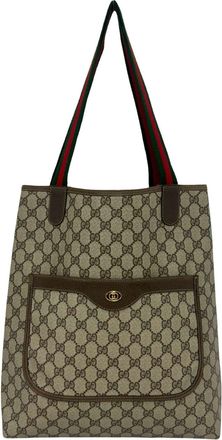 Gucci Brown Green Red Color Pvc Leather Handbag Tote Bag (Pre-Owned)