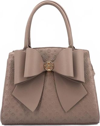 Like Dreams Womens Crossi Elegance Large Bow Vegan Leather Satchel In Taupe