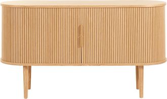 Miliboo Aparador Vintage De Madera Clara De Roble Con 2 Puertas Correderas 138 Cm Epic