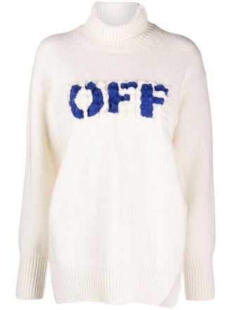 Off-white Boiled Logo-appliqu&eacute; wool jumper - women - Wool - 36
