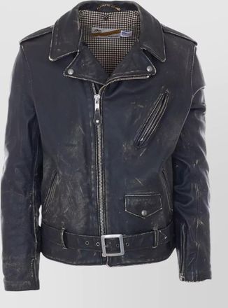 Schott NYC coat distressed finish epaulettes front pockets