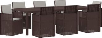 vidaXL Conjunto De Comedor De Jard&iacute;n 9 Uds. Marr&oacute;n Y Gris Claro Pp Vidaxl