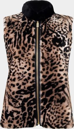 Gorski Select Animal-Print Lamb Shearling Zip Vest With Loro Piana Wool