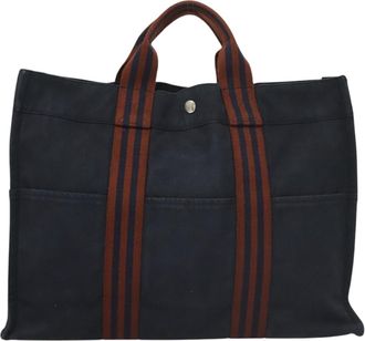 Hermès Toto Navy Canvas Tote Bag (Pre-Owned)