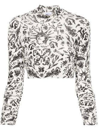 Off-white Top met print - Wit