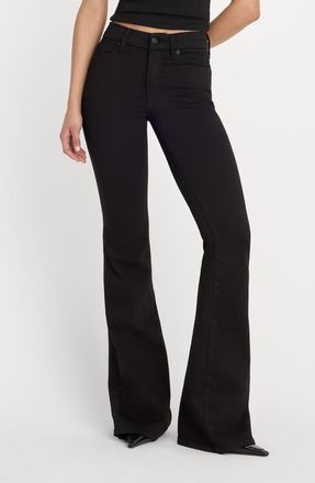 Good American Good Leg High Waist Flare Jeans in Black001 at Nordstrom, Size 22W