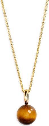 Monica Vinader Gemstone Pendant Necklace in 18Ct Gold Vermeil /Tigers Eye at Nordstrom