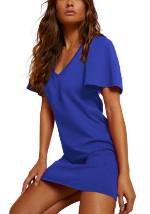 Nation Ltd Mallory Flutter Sleeve Dress In Blue