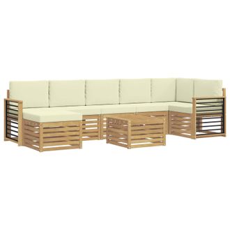vidaXL Conjunto De Sof&aacute;s De Exterior 8 Pcs Blanco Y Crema Vidaxl