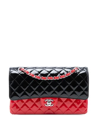 Chanel 2019 Medium Classic Bicolor Patent Double Flap shoulder bag - women - Patent Leather - One Size - Black