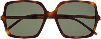 Saint Laurent Womens Sl591002 Logo-Engraved Sunglasses Brown Acetate