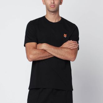 Maison Kitsuné Black Regular T Shirt With Logo Patch