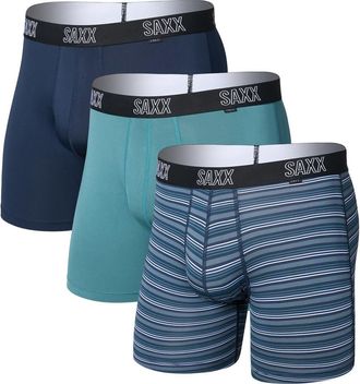 Saxx 3-Pack Boxer Briefs in Mini Rugby/seascape/navy at Nordstrom, Size X-Large