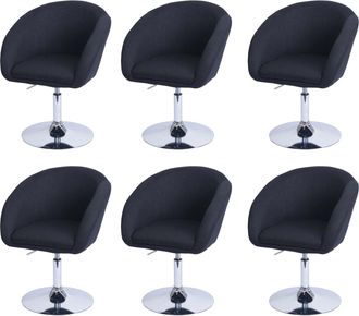 Hhg Nunca Usado] Lote De 6 Silla De Comedor Hhg 247, Silla De Cocina Silla Giratoria Silla De Sal&oacute;n, Giratoria Regulable En Altura, Tela/textil Antracita