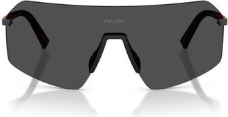 Prada 136mm Shield Sunglasses in Black /Dark Grey at Nordstrom