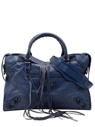 Balenciaga 2012 Medium Lambskin Motocross Classic City satchel - Blu