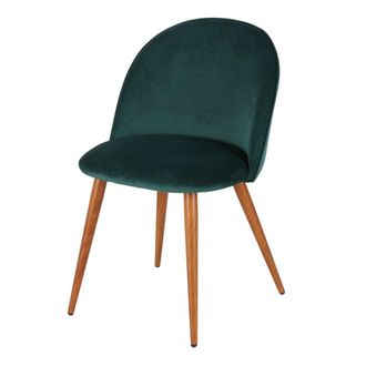 Maisons du monde Silla de comedor de terciopelo verde reciclado
