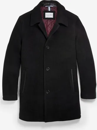 Cole Haan Mens Wool-Blend Car Coat - Black Size Medium