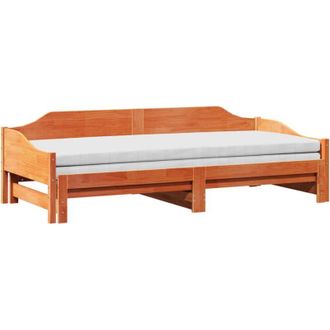vidaXL Sof&aacute; Cama Nido Sin Colch&oacute;n Madera Maciza Marr&oacute;n Cera 90x190 Cm Vidaxl