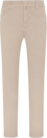 Kiton Beige Linnen-Katoenen Taps Toelopende Broek - Heren - Slim Fit Jeans - Beige - W38 - Katoen - Jeans