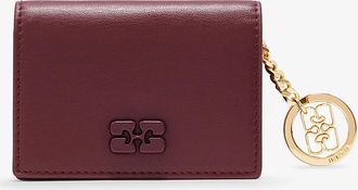 Ganni Bou Card Holder With Flap in Burgundy