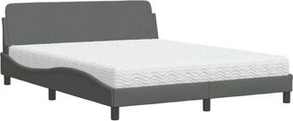 vidaXL Cama Con Colch&oacute;n Dover De Tela Gris Oscuro 160x200 Cm Vidaxl
