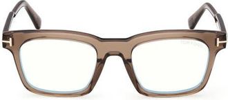 Tom Ford 51mm Square Optical Glasses in Shiny Transparent Dark Beige at Nordstrom