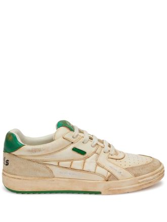 Palm Angels University distressed low-top sneakers - women - Leather/Leather/Polyester/Rubber - 37.5 - Neutrals