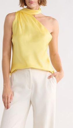 Renee C Scarf Detail One-Shoulder Satin Top in Butter at Nordstrom Rack, Size X-Small