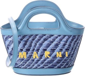 Marni Tropicalia Mini Leather-Trim Tote