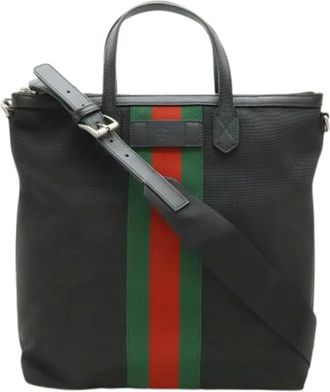Gucci Pre-owned Tote Bags, female, Black, Size: ONE SIZE Pre-owned Sherry Line Shoulder Tote Bag
