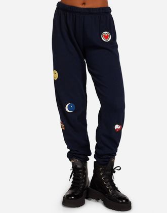 Lauren Moshi Tanzy Hippie Patches Jogger Sweatpants In Navy