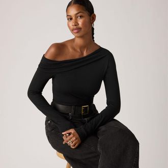Levi's Clara Off Shoulder Long Sleeve Top - Womens - XS - Black
