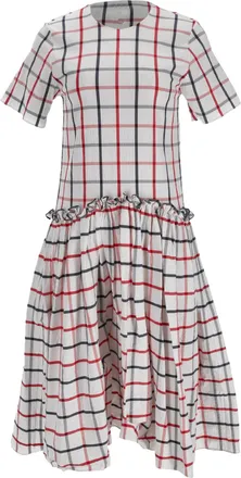 Rosie Assoulin Check Mini Dress in White Cotton