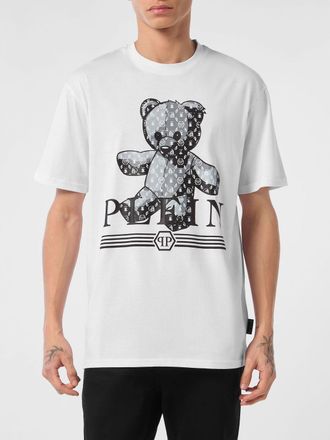 Philipp Plein T-shirt in cotone con stampa Teddy Bear e spalle cadute