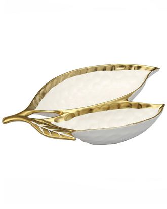 Alice Pazkus Porcelain Leaf Relish Dish With Rim