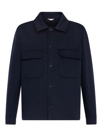 Herno Navy Blue Double Wool Drap Shirt Jacket