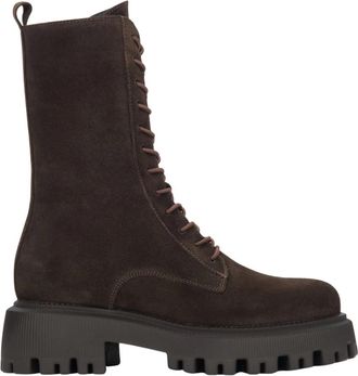 Estro & Luminara Hoge Werklaarzen - Dames - Veterlaarzen - Bruin - 38 EU - Leer - Schoenen